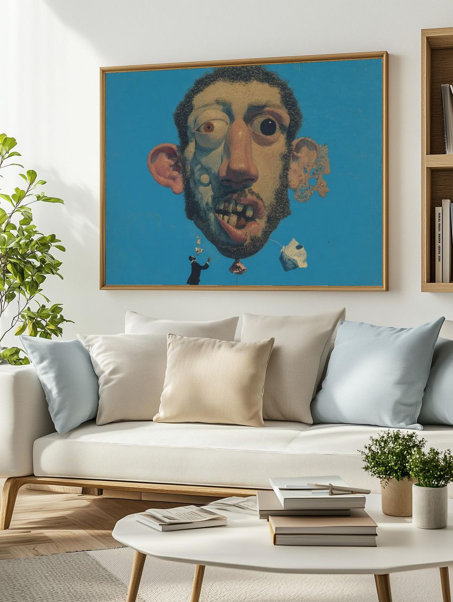 Surreal Face Collage Print. — room view 2