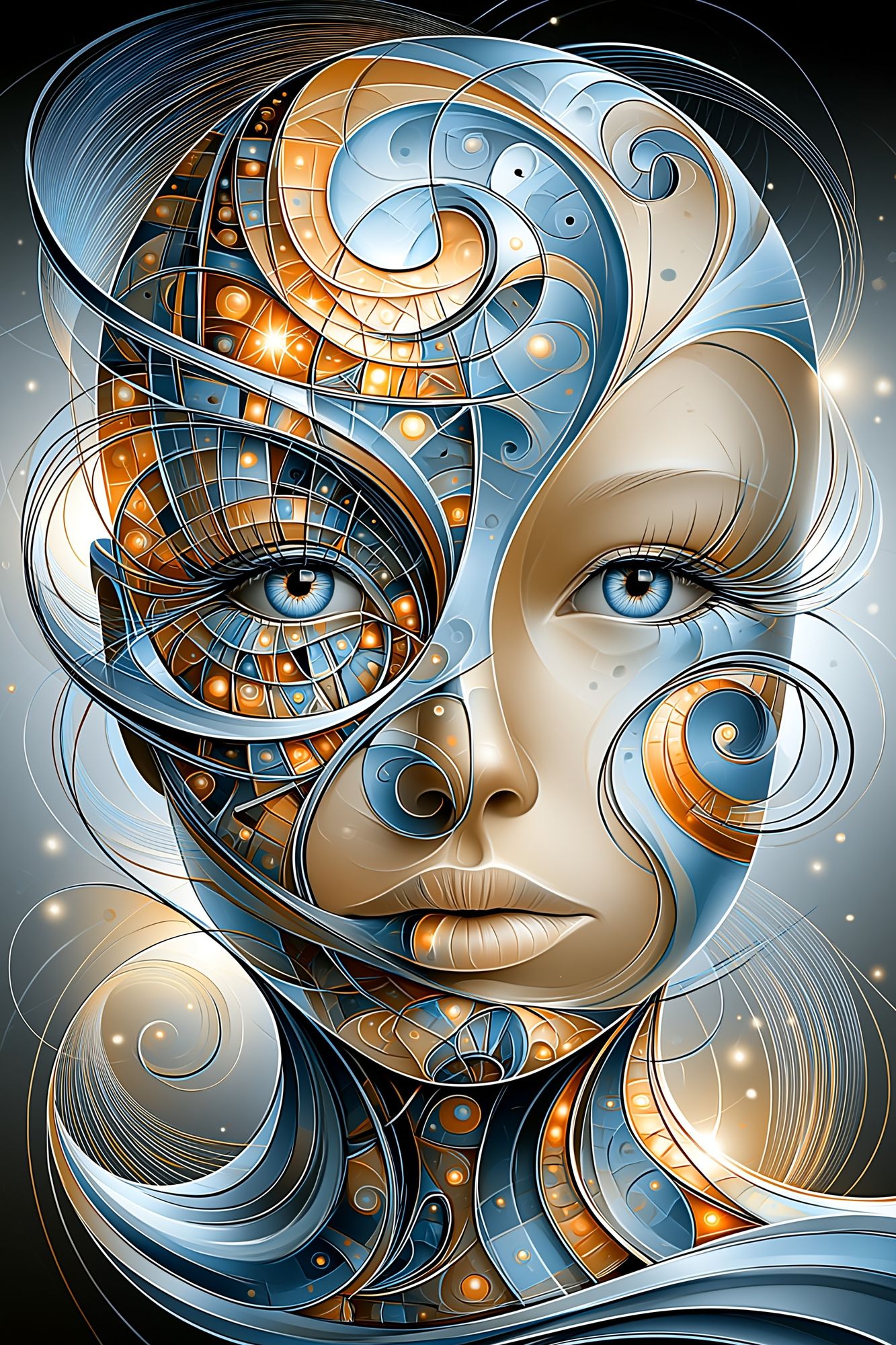 Surreal Cosmic Face Print. poster detail