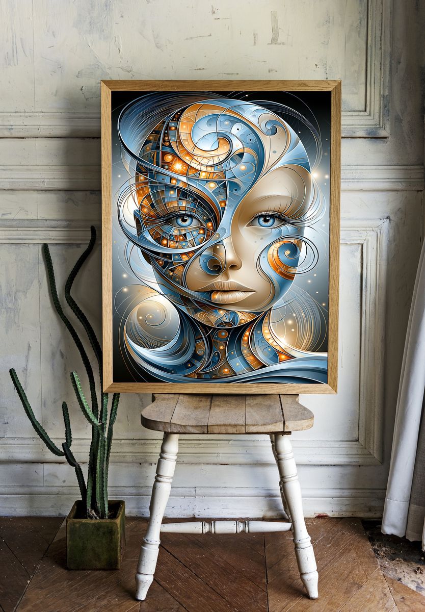 Surreal Cosmic Face Print. room preview