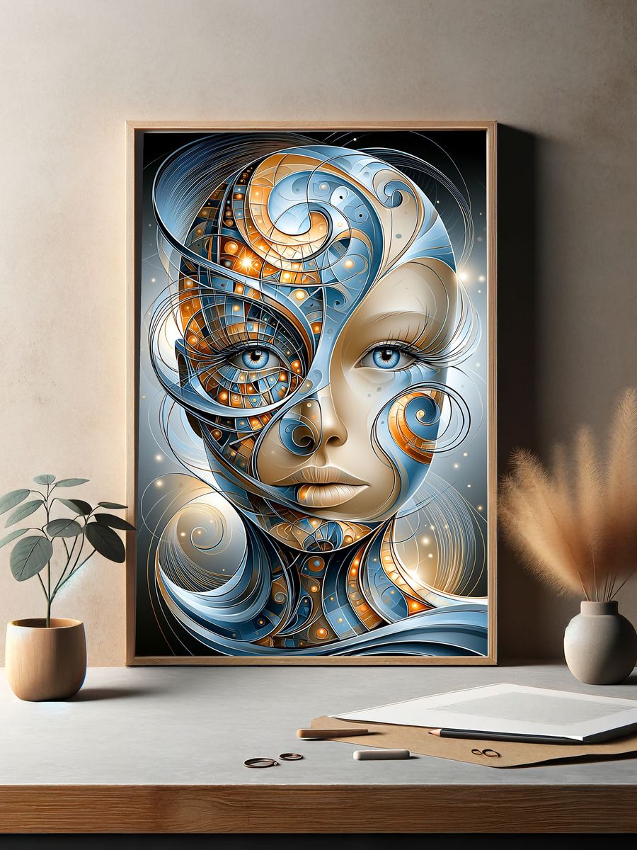 Surreal Cosmic Face Print. — room view 2