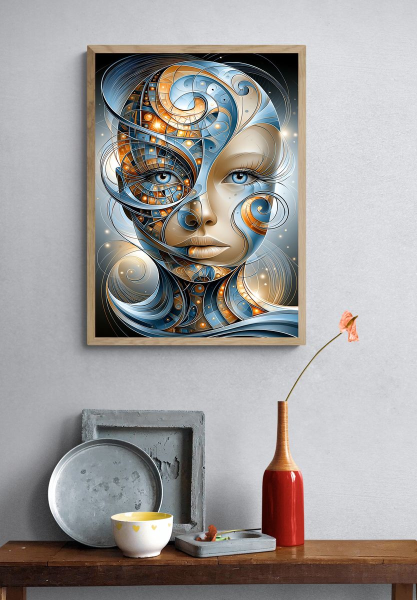 Surreal Cosmic Face Print. — room view 3