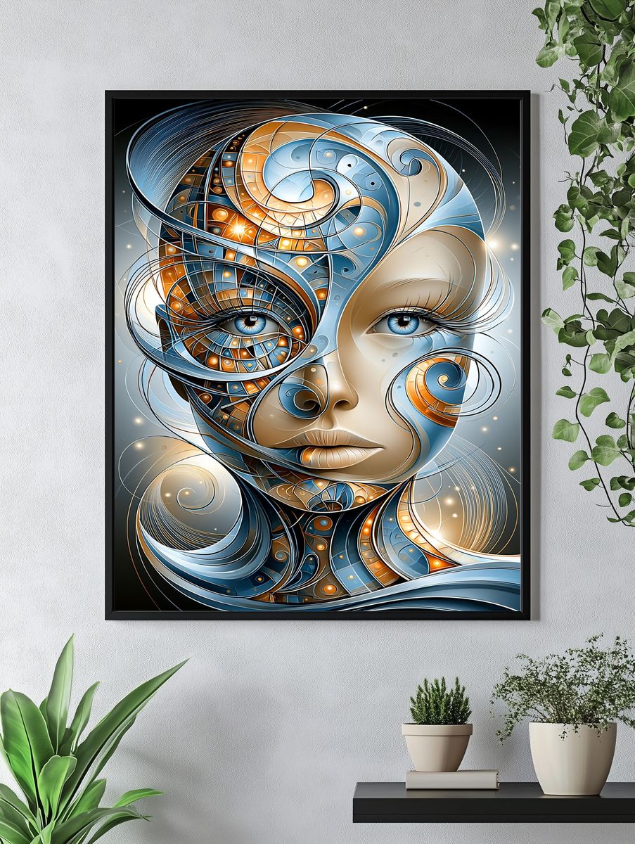 Surreal Cosmic Face Print. — room view 4