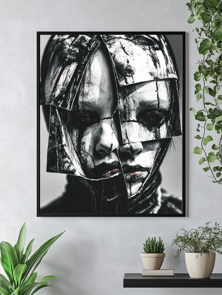Fragmented Mask Portrait Print. — room view 4