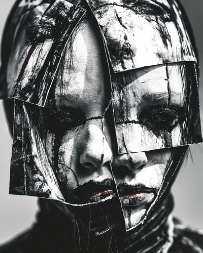 Fragmented Mask Portrait Print.