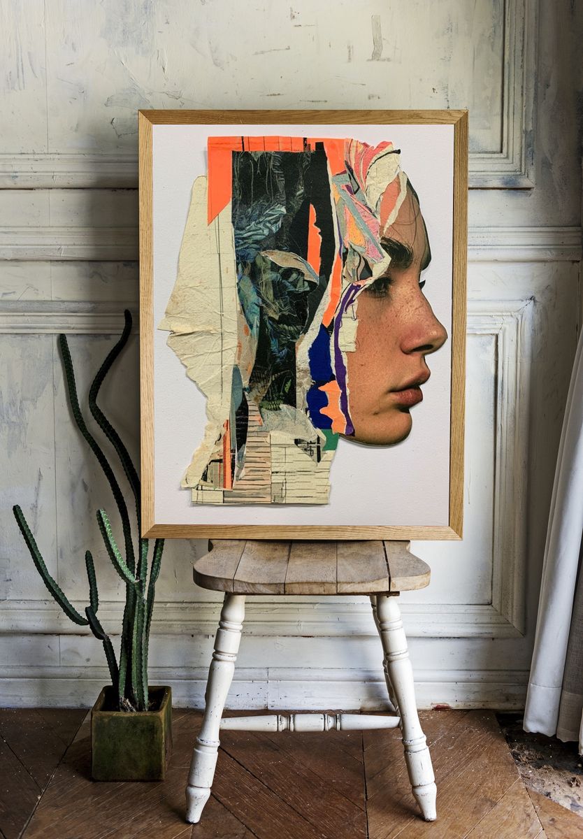 Collage Profile Portrait Print. room preview