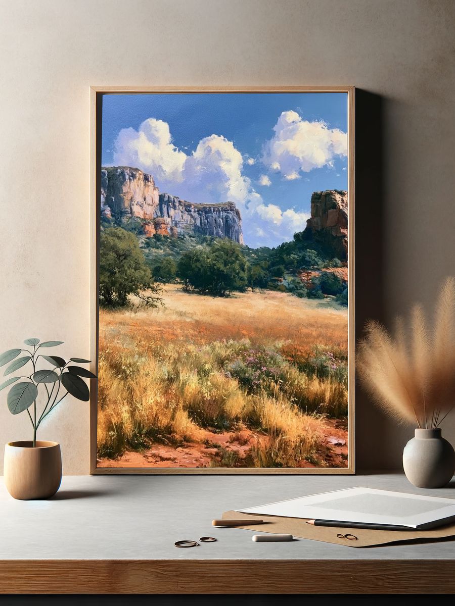 Sunlit Canyon Landscape Print. — room view 2