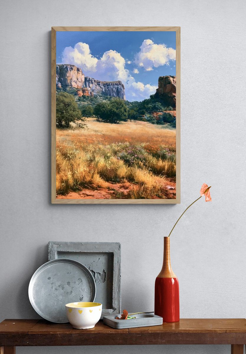 Sunlit Canyon Landscape Print. — room view 3