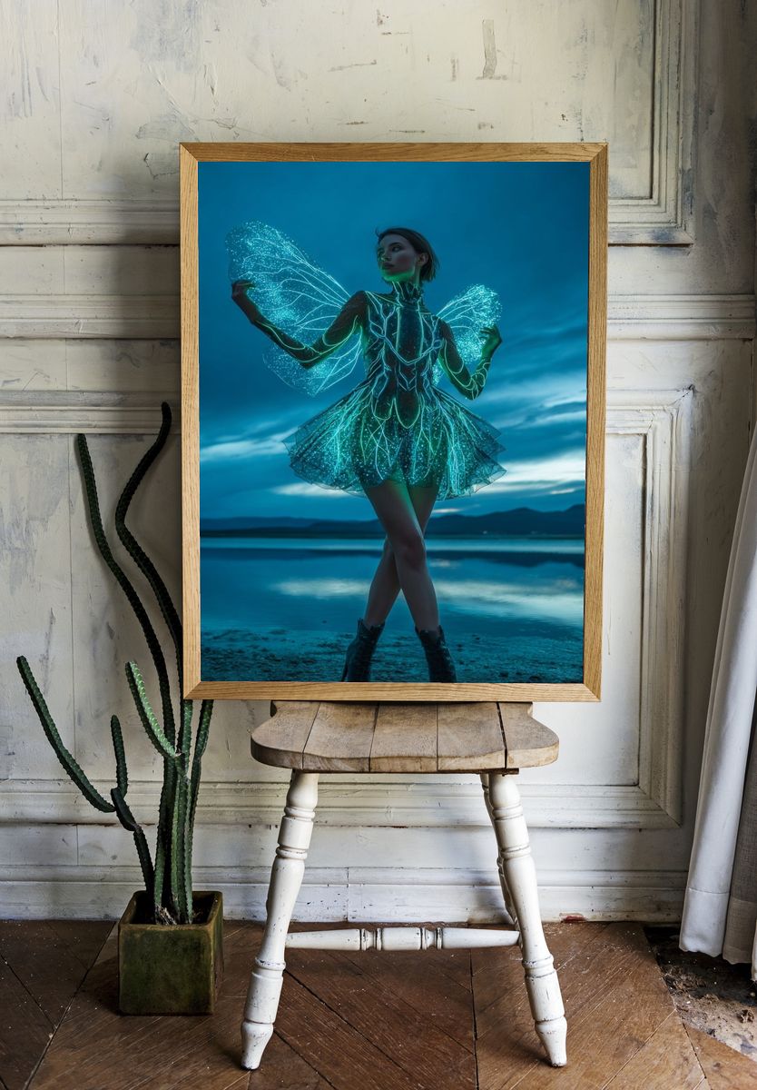 Glowing Fairy in Ethereal Dress Poster. — room view 1