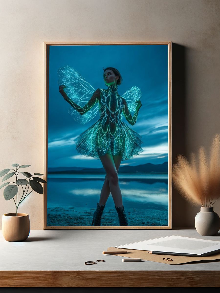 Glowing Fairy in Ethereal Dress Poster. — room view 2