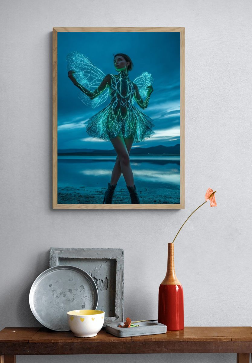 Glowing Fairy in Ethereal Dress Poster. — room view 3