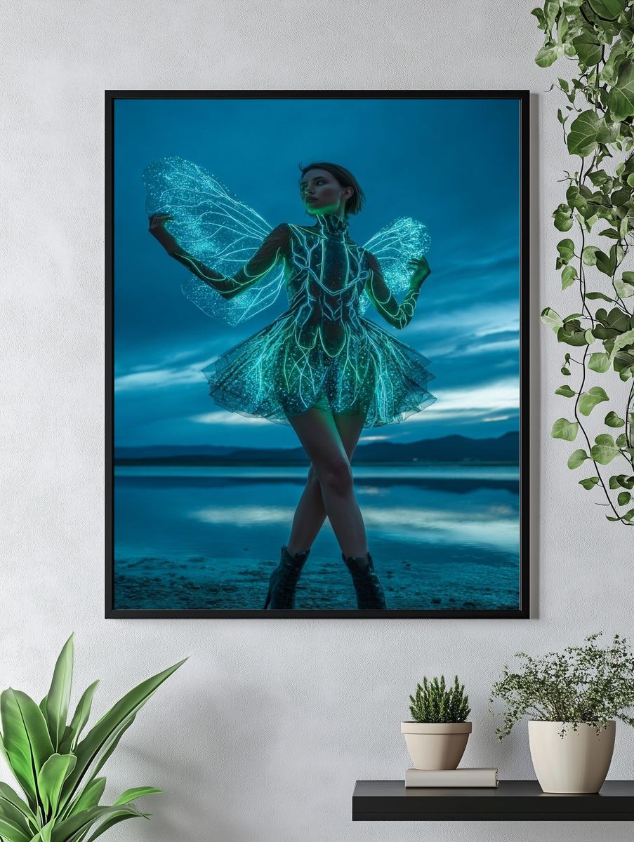 Glowing Fairy in Ethereal Dress Poster. — room view 4