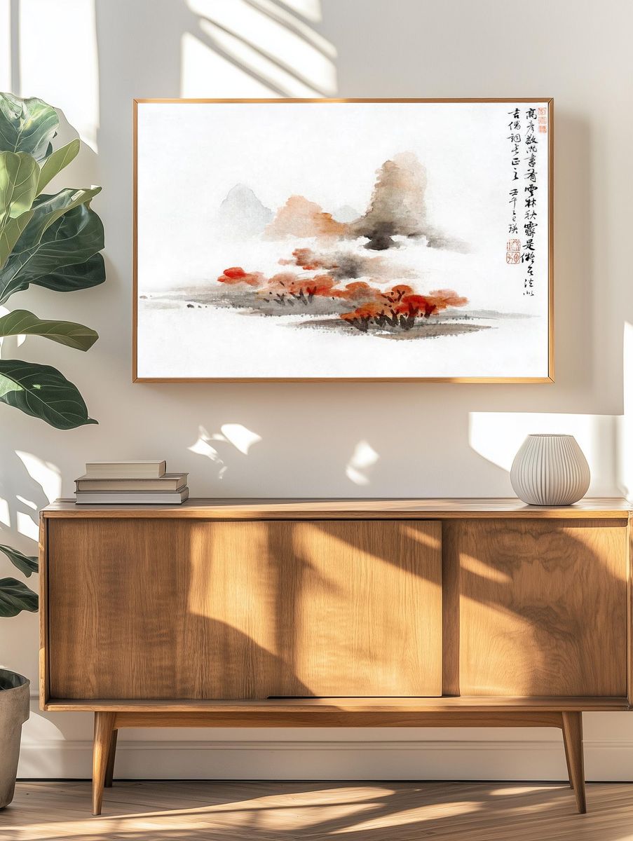 Chinese landscape (1248-1310) vintage painting. — room view 3