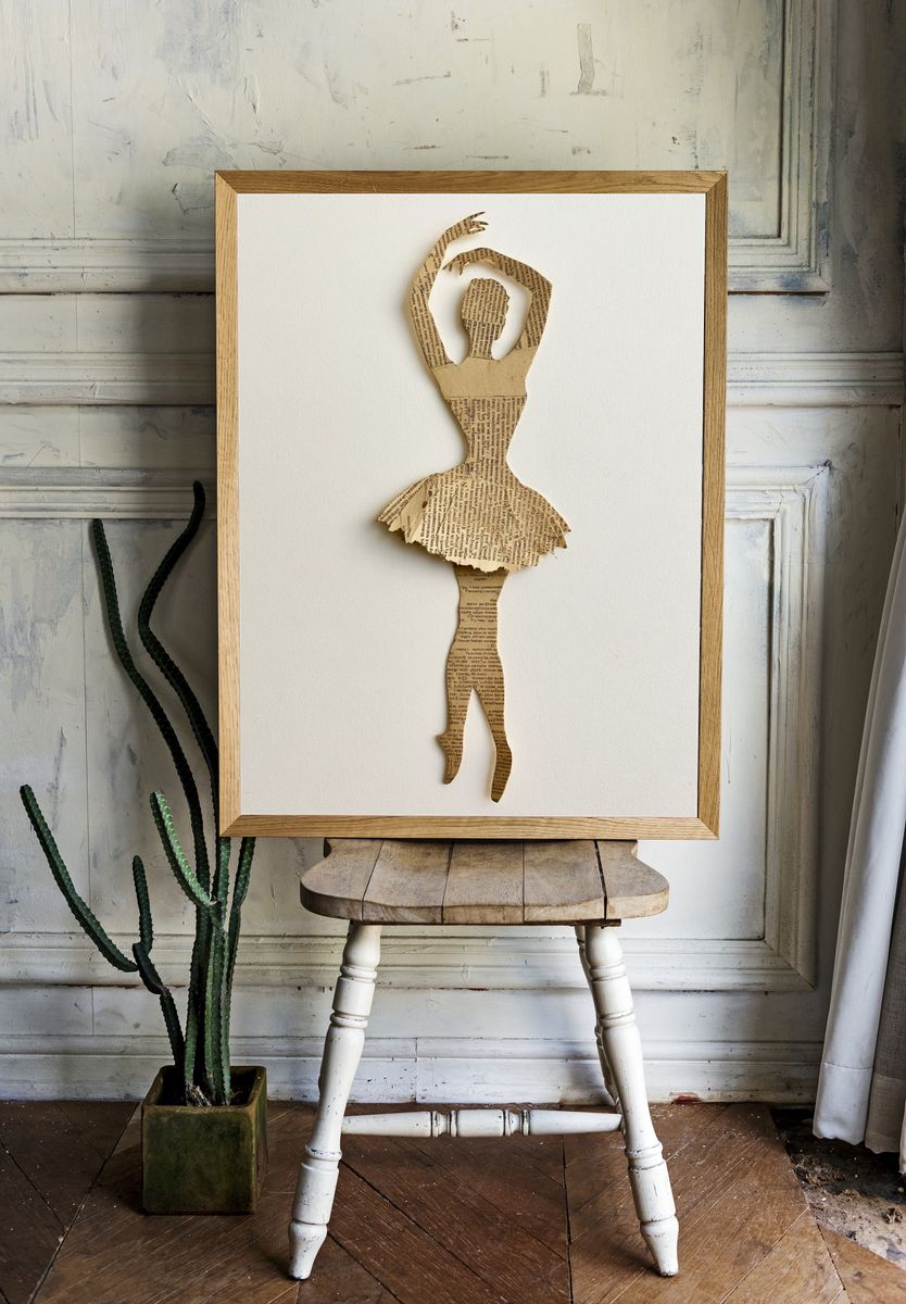 Paper Ballerina Collage Print. room preview