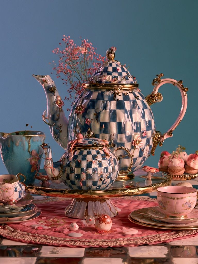 Whimsical Tea Set Still Life Poster. poster — fine-art art
