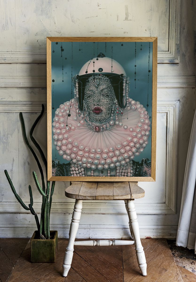 Pearl Portrait Surrealism Print. — room view 1