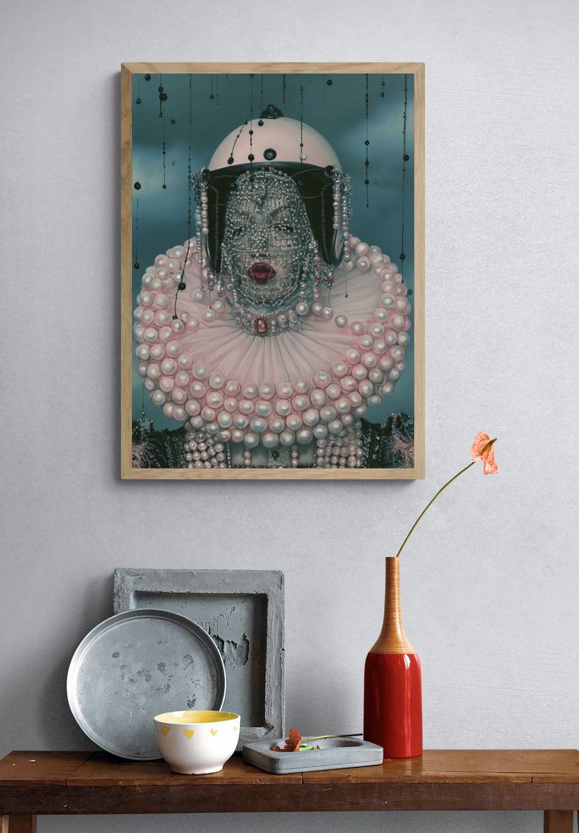 Pearl Portrait Surrealism Print. — room view 3