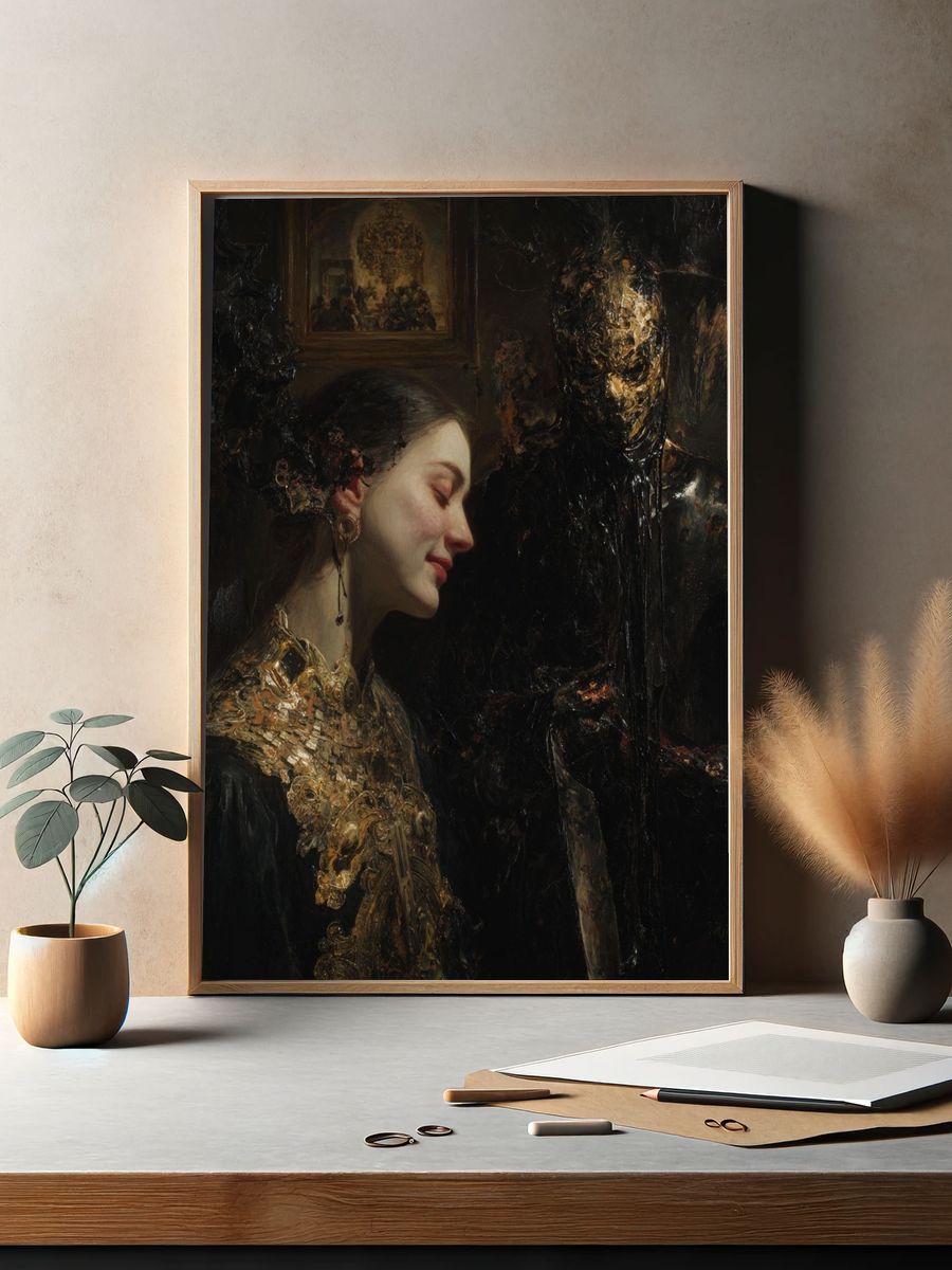 Gilded Portrait Surrealism Poster. — room view 2