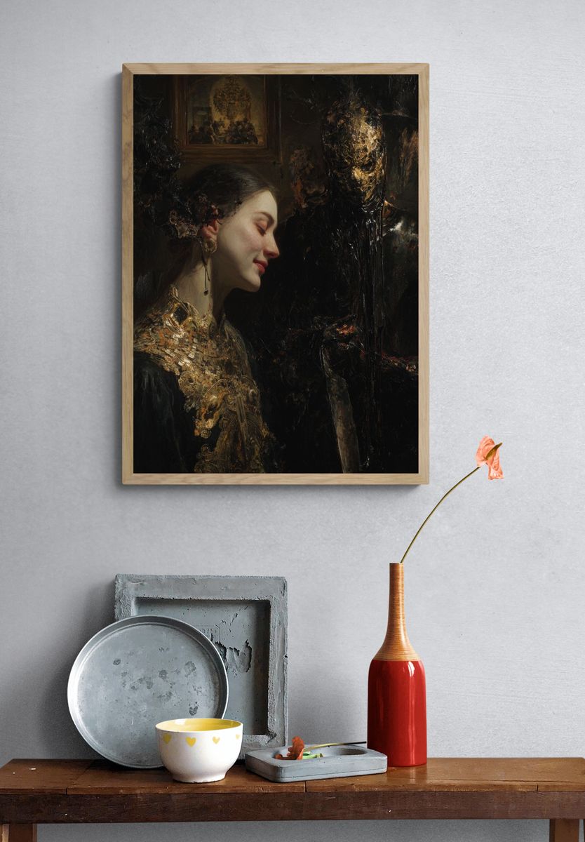 Gilded Portrait Surrealism Poster. — room view 3