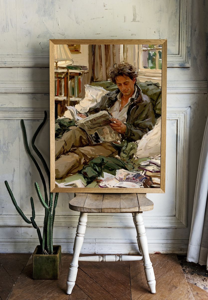 Reading Man in Armchair Poster. — room view 1
