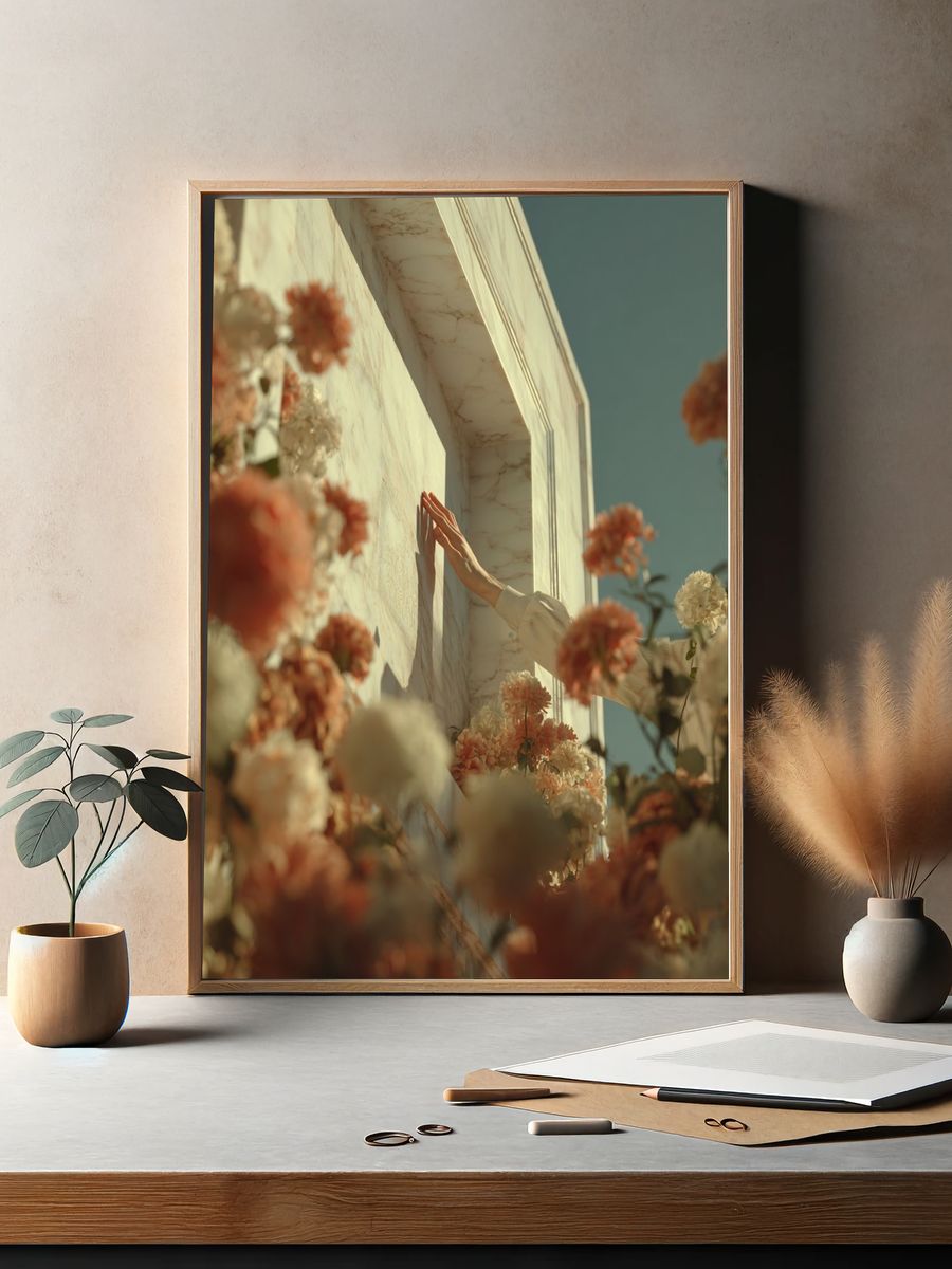 Floral Marble Hand Study Poster. — room view 2