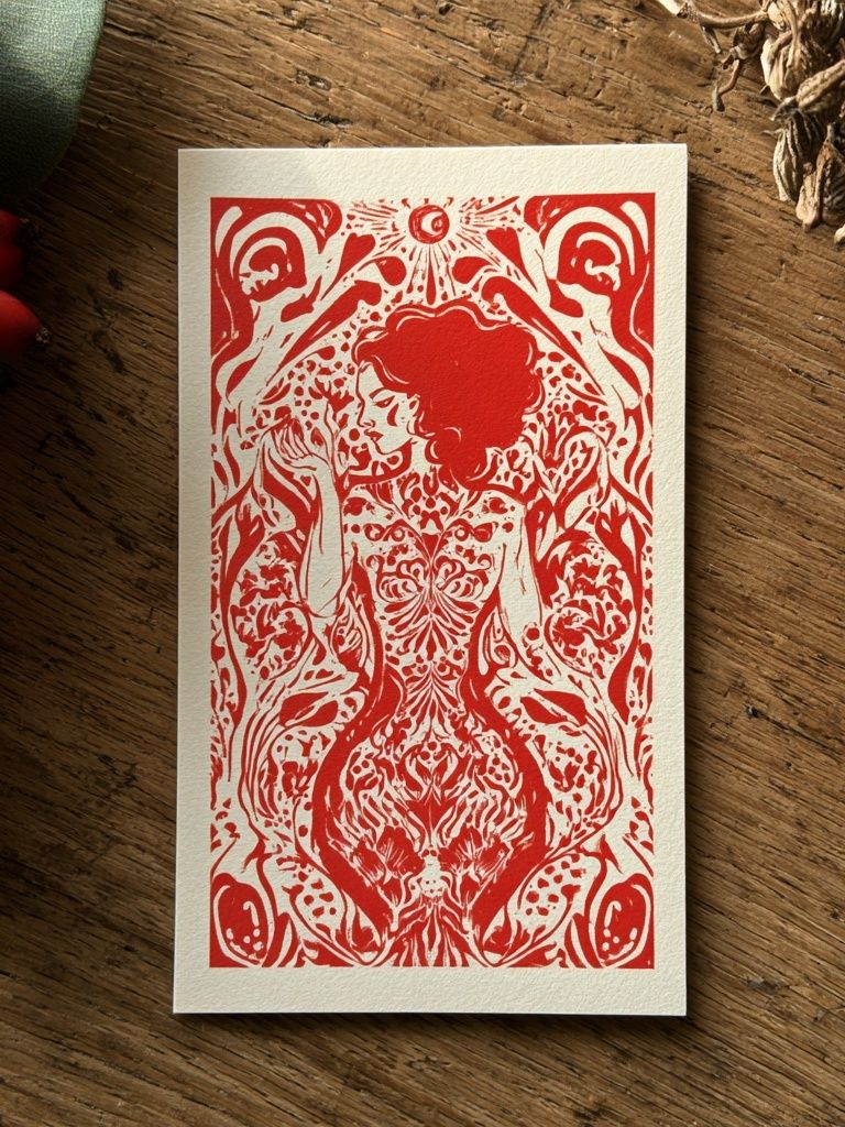 Red Ornamental Figure Print. poster — fine-art art