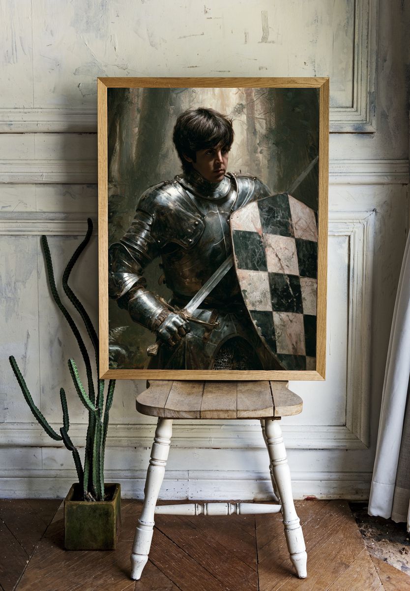 Young Knight in Forest Fine-Art Print. room preview