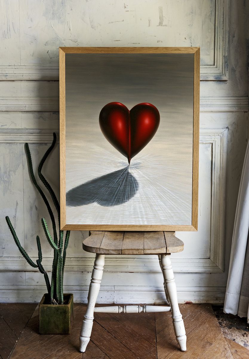 Red Heart Surrealism Print. room preview