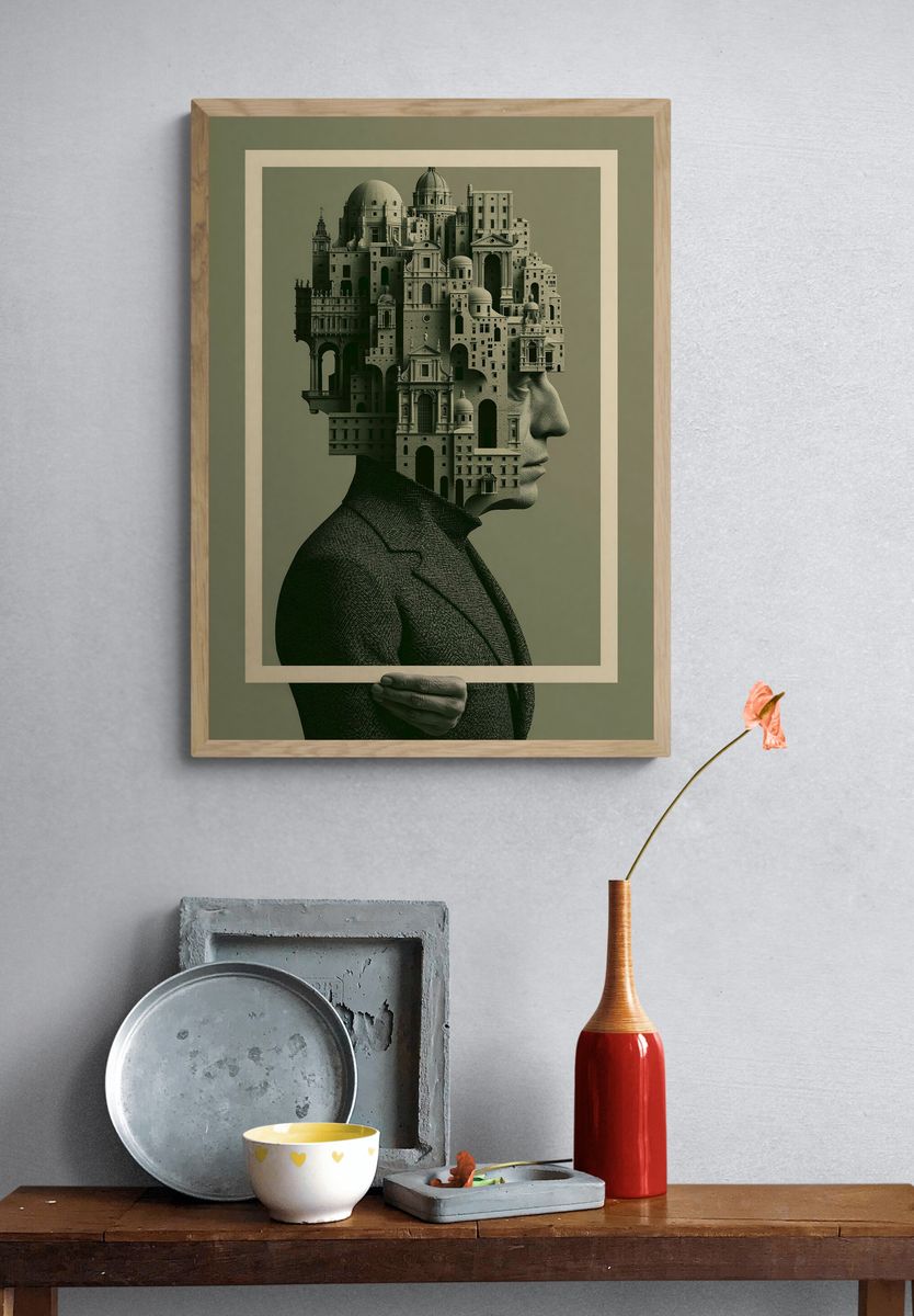 Architectural Head Collage Print. — room view 3