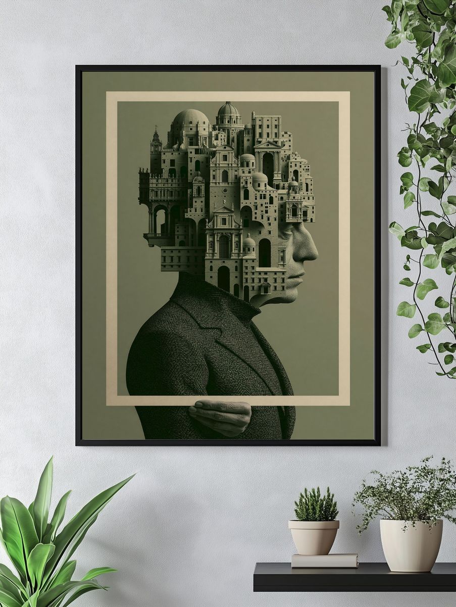 Architectural Head Collage Print. — room view 4