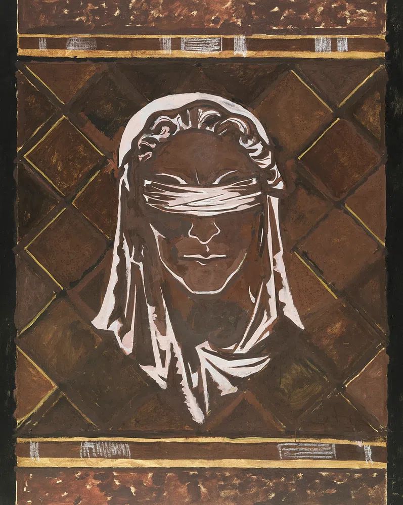 Blindfolded Figure — Contemporary Print. poster detail