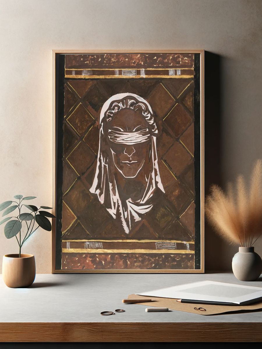 Blindfolded Figure — Contemporary Print. — room view 2