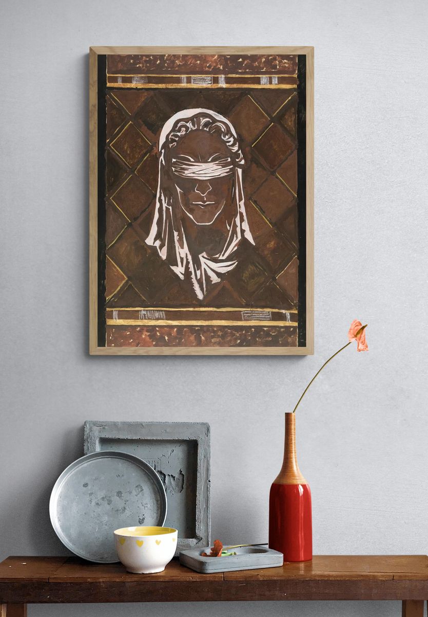 Blindfolded Figure — Contemporary Print. — room view 3