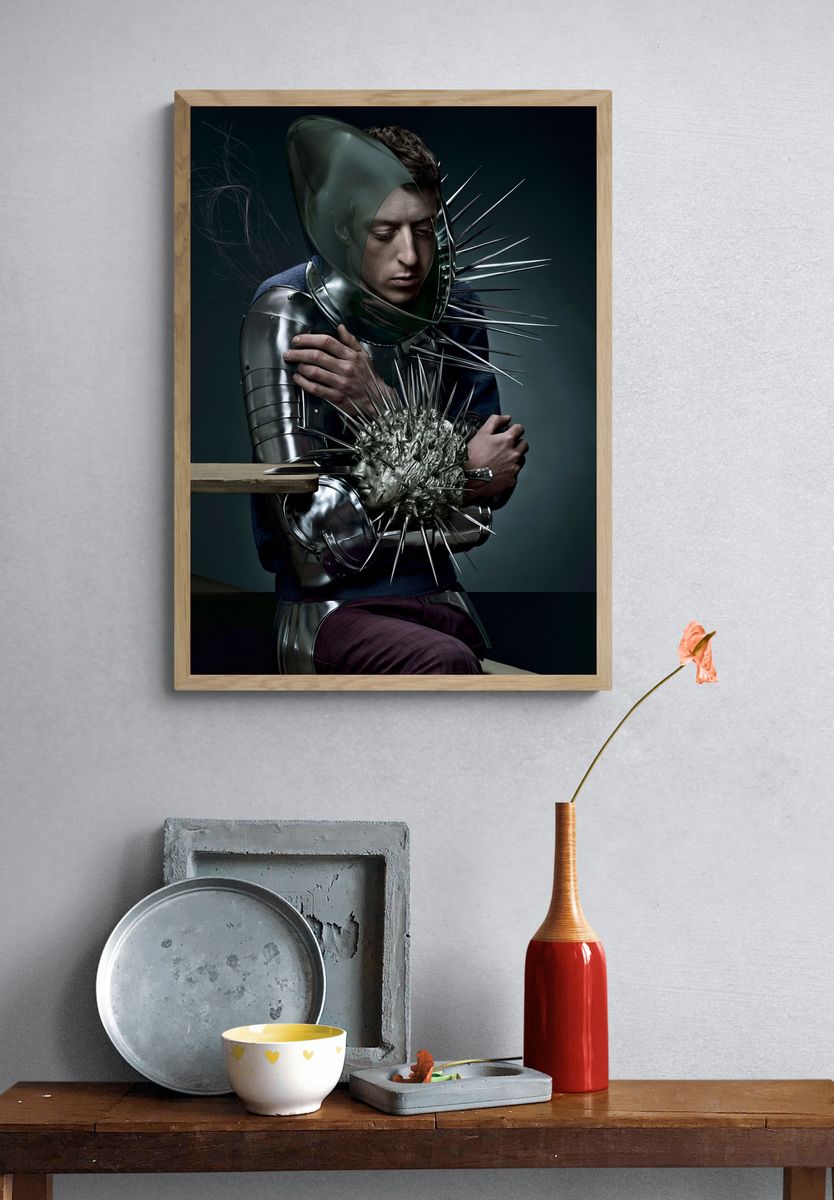 Surreal Metallic Portrait Print. — room view 3