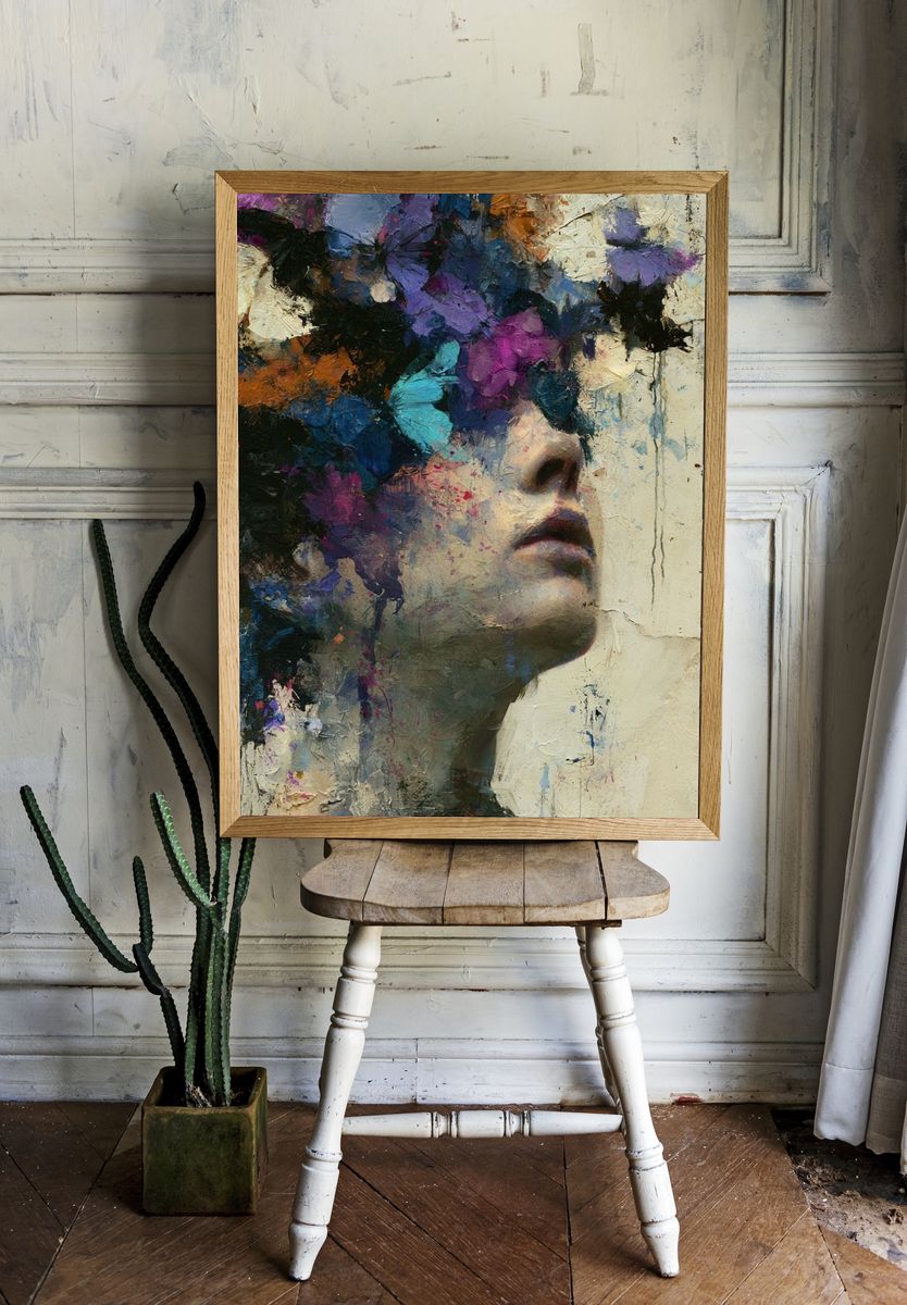 Abstract Woman Portrait Print. — room view 1