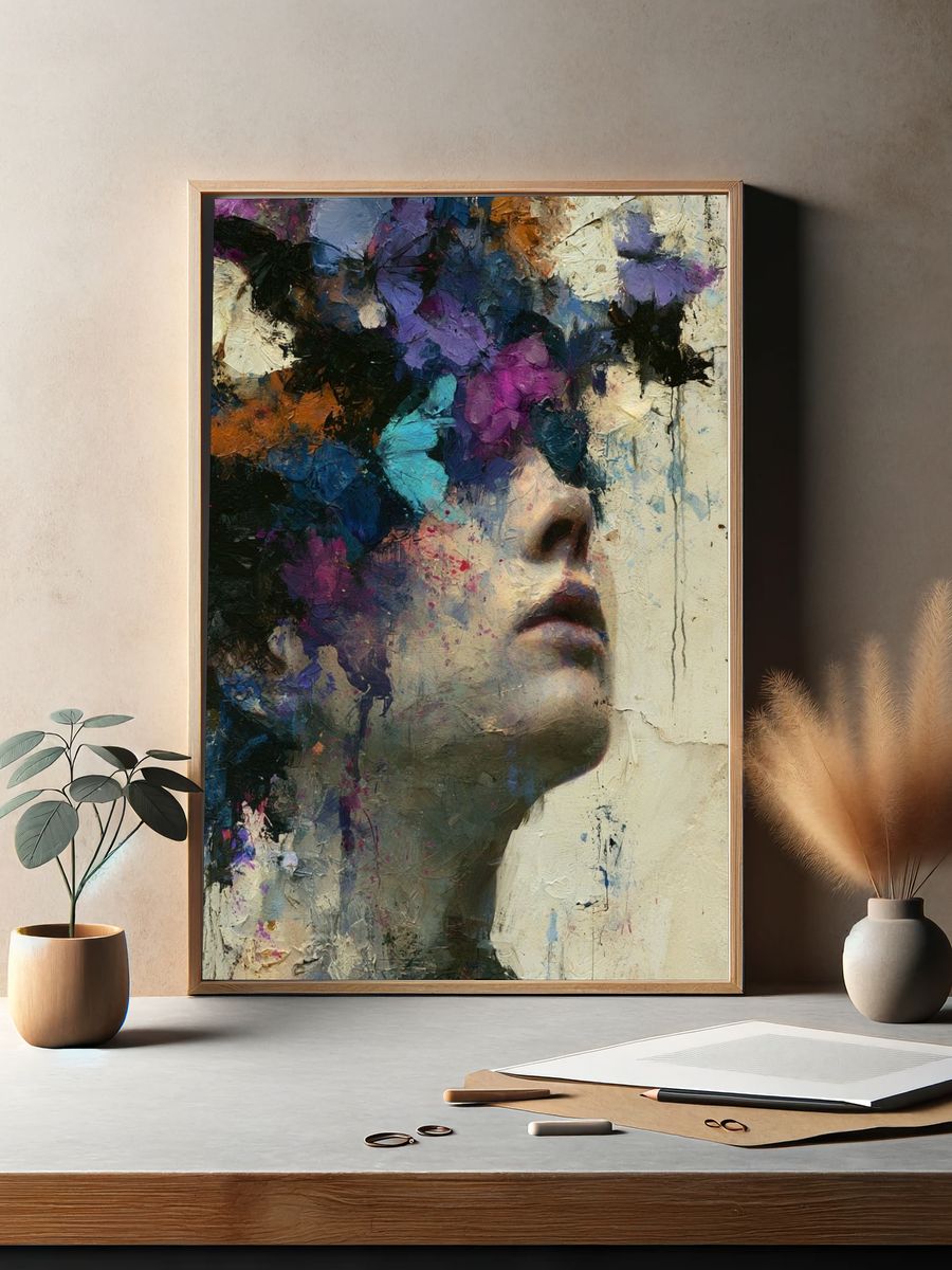 Abstract Woman Portrait Print. — room view 2