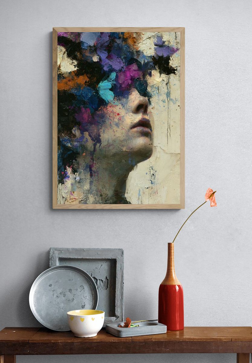 Abstract Woman Portrait Print. — room view 3