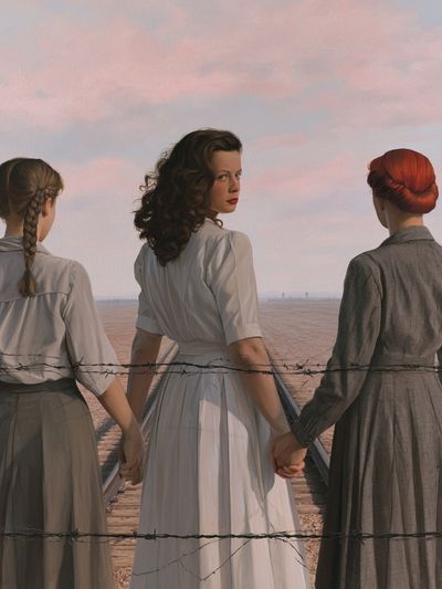 Three Women by the Fence Print.