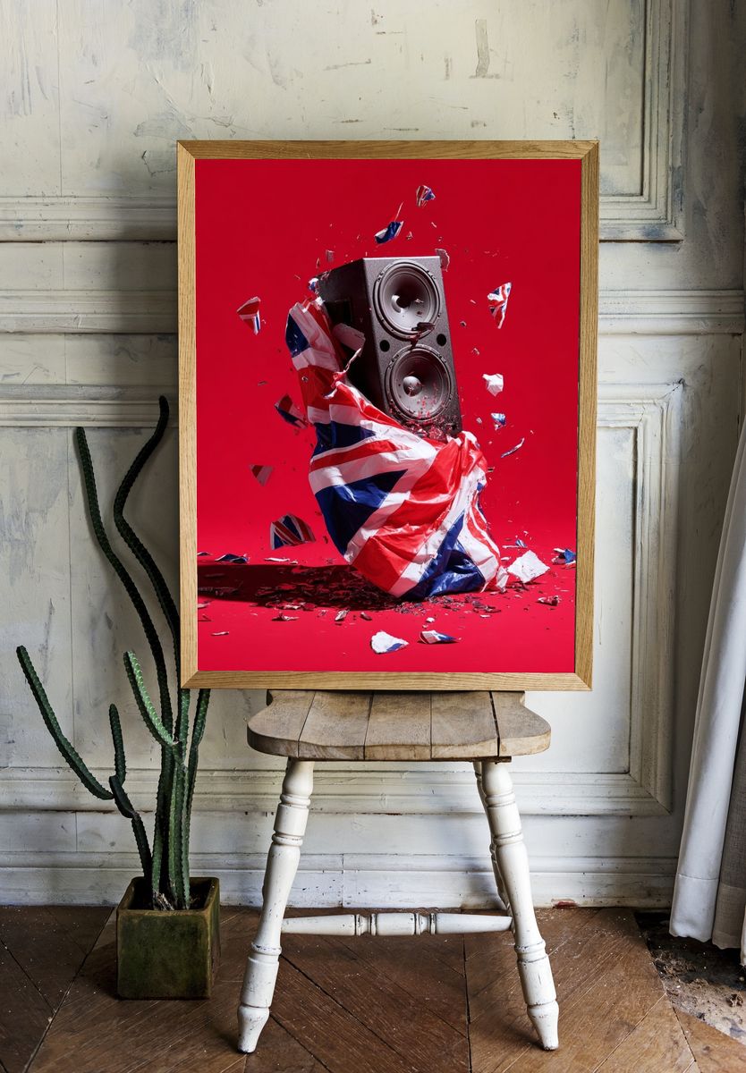 Union Jack Speaker Pop Art Poster. — room view 1