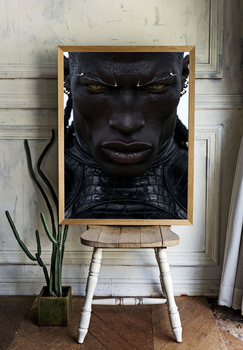 Dark Warrior Portrait Print. — room view 1