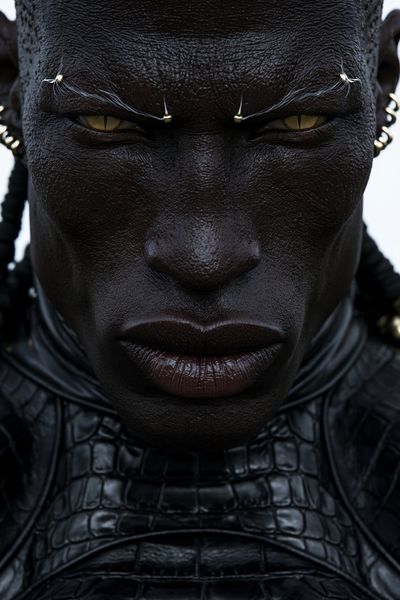 Dark Warrior Portrait Print. poster