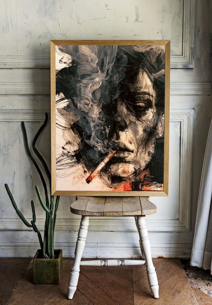Smoky Face Portrait Print. room preview