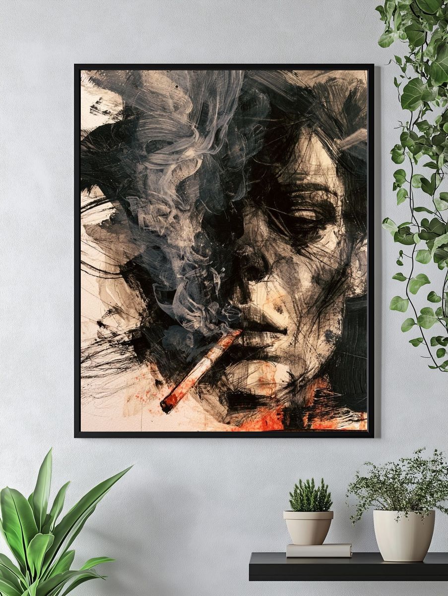 Smoky Face Portrait Print. — room view 4
