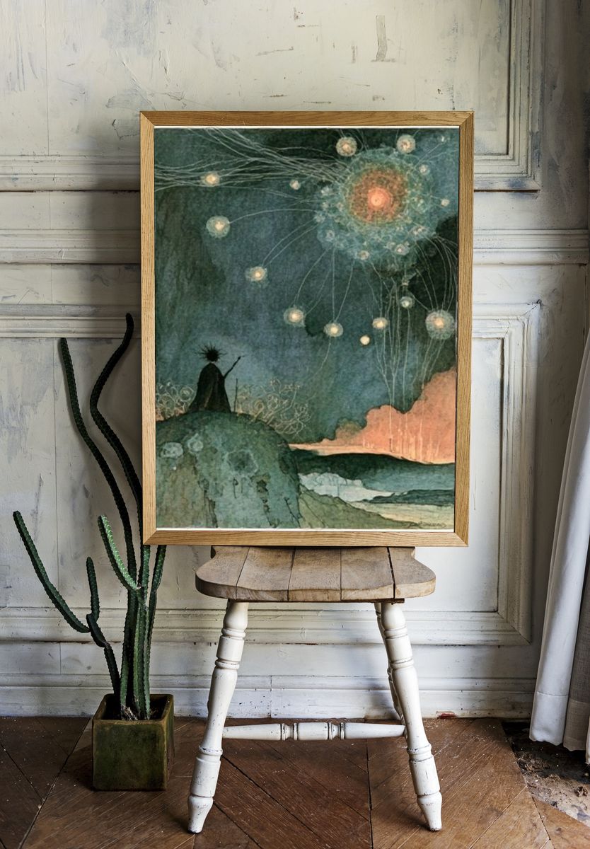 Celestial Dreamscape Illustration Poster. room preview