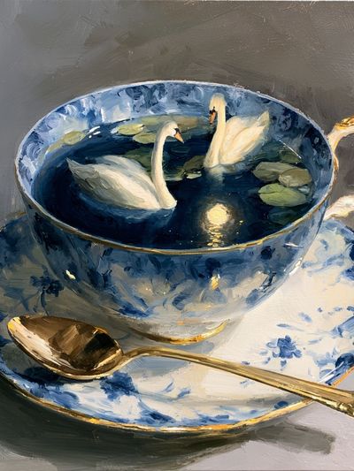 Swan Teacup Still Life Poster. poster