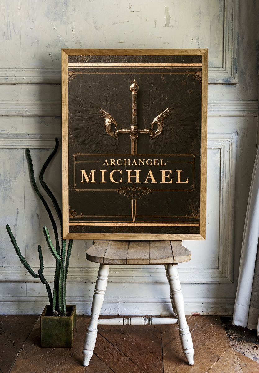 Archangel Michael Gothic Print. room preview