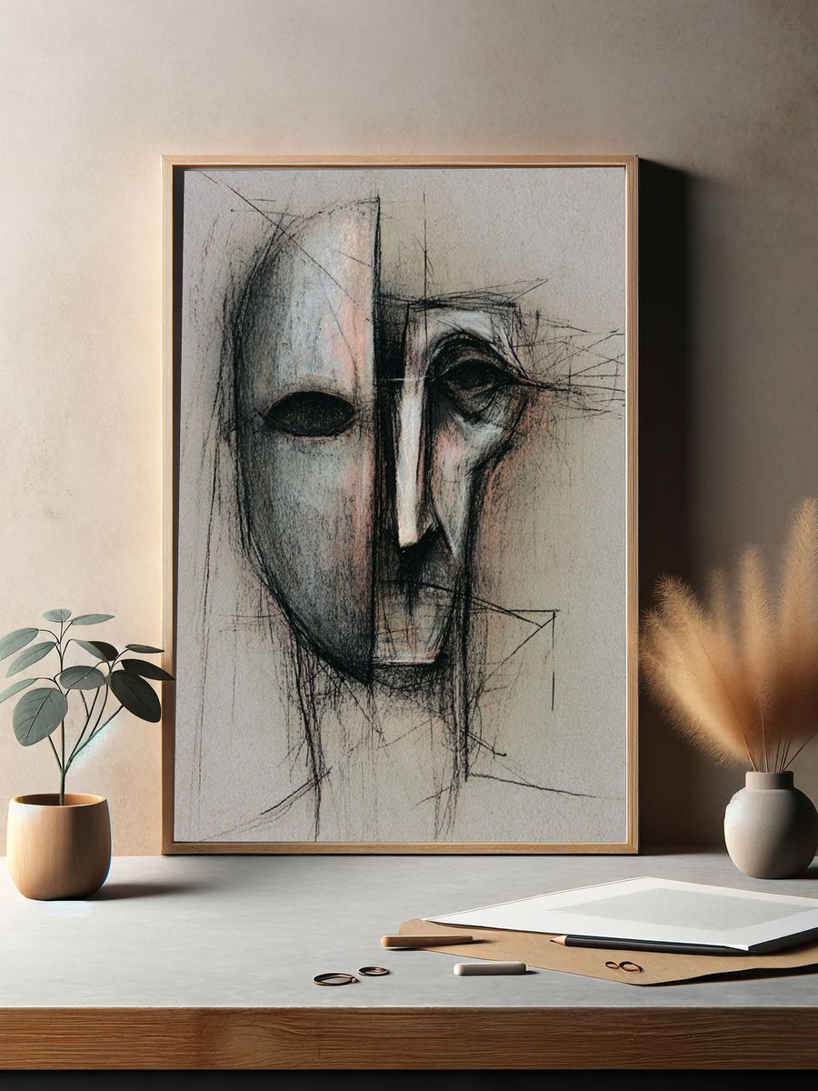 Abstract Mask Fine-Art Print. — room view 2