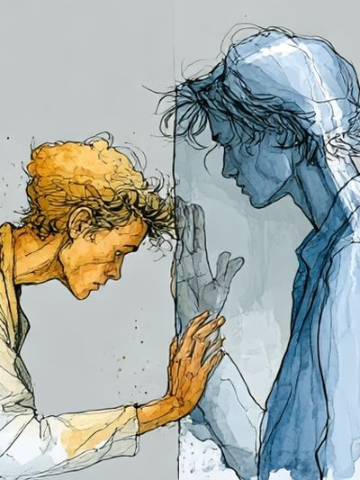 Two Figures in Reflection Print. poster