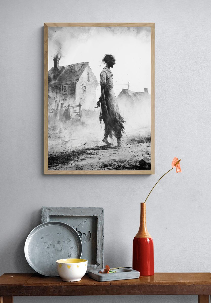 Ghostly Village Figure Fine-Art Poster. — room view 3
