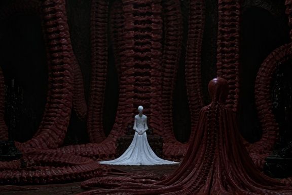Surreal Crimson Figure Poster. poster — fine-art art