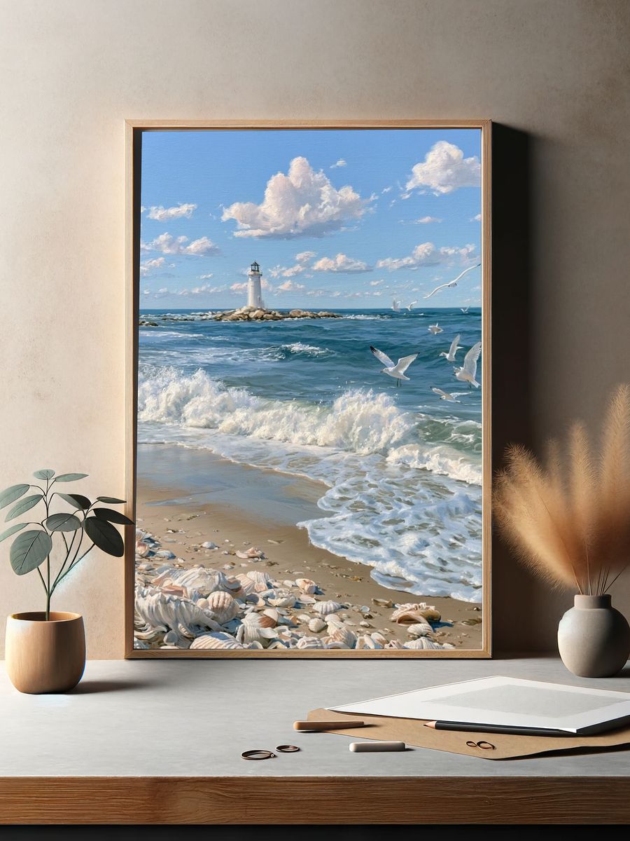 Seaside Lighthouse — Fine-Art Print. — room view 2